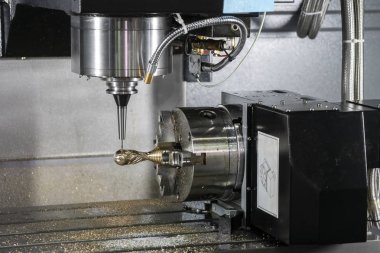4-Eksen Cnc freze tezgahı veya işleme merkezi iliştirin örnek bölümü sağlam top frezeler aracı ile kesme döndürme ekseni. Hi-teknoloji üretim süreci