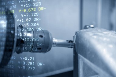 5 eksenli Cnc freze tezgahı ve magnezyum tekerlek parçası kesme G-code veri soyut sahne. Merhaba hassasiyetli Cnc freze makinesi.
