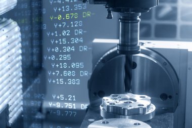 3-eksen Cnc işleme merkezi soyut sahne 