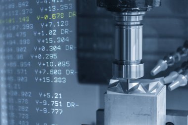 3-eksen Cnc işleme merkezi soyut sahne 