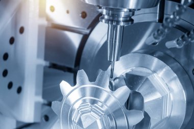 Metal dişli parçalarını kesen 5 eksenli Cnc frezeleme makinesi