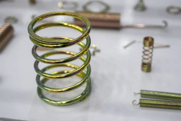 The coil spring in close-up scene.