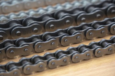 Motosiklet veya bisiklet zincirinde closeup .
