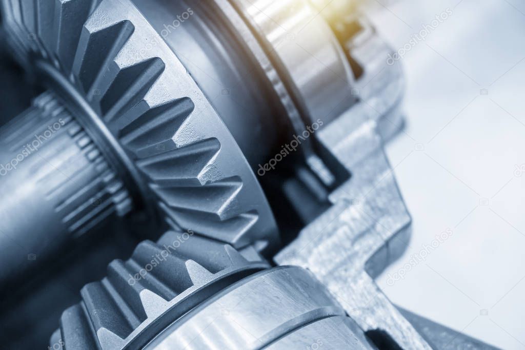 Close-up scene of the differential gear .