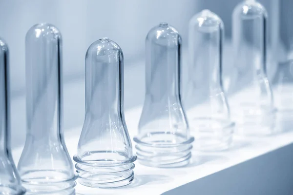Pila Tubos Preforman Botellas Plástico Forma Material Forma Preformada Del — Foto de Stock