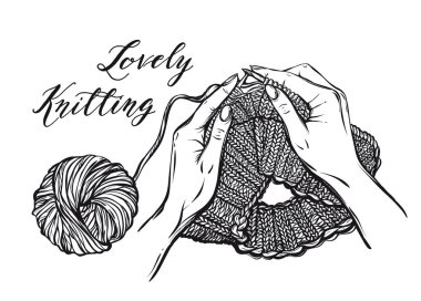 Vektör çizim. Güzel şapka örgü sanat. El yapımı, t-shirtler, dövmeler, boyama çocuk ve yetişkinler için üzerinde parmak kartpostal