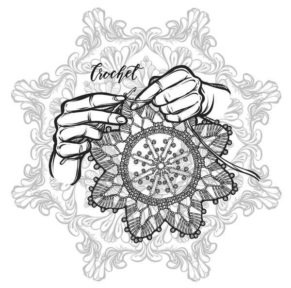 Illustration Vectorielle Crochet Serviettes Fait Main Impressions Sur Shirts Tatouages — Image vectorielle