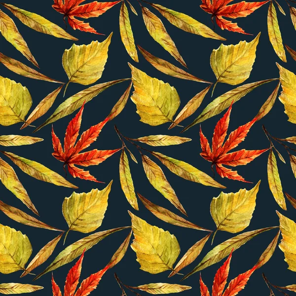 Aquarell Illustration Herbst Verschiedene Herbstblätter Handgemacht Gesetzt Postkarte Für Sie — Stockfoto