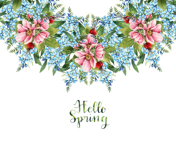 バラの花 マイヨシティス 水彩イラスト こんにちは春 手作り カードあなたのための — ストック写真