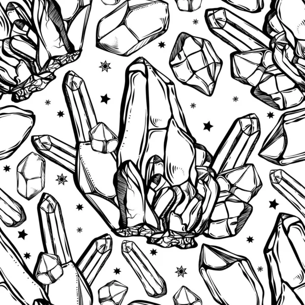 Vektör Çizimi Sihirli Kristaller Mistisizm Dövmeler Yapımı Tişörtlerdeki Parmak Izleri — Stok Vektör