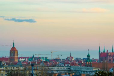 Gdansk hava eski şehir panoraması