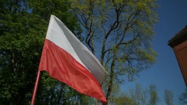 Lehçe bayrak rüzgarsal el sallayarak yakın