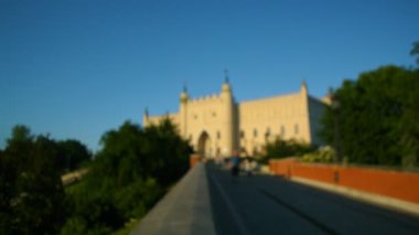 Turist elleri Lublin kale popüler seyahat dönüm noktası yakın odaksız çerçeveleme