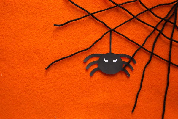 Happy Halloween Web Czarny Pająk — Zdjęcie stockowe