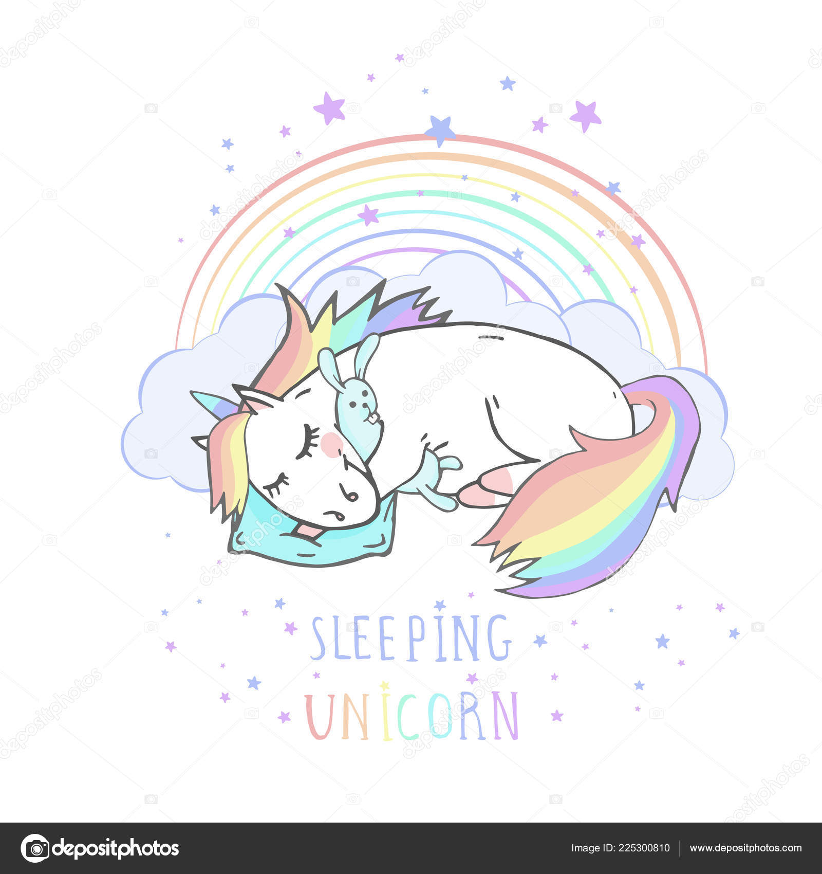 Kawaii Einhorn mit Regenbogen Schwanz Regenschirm
