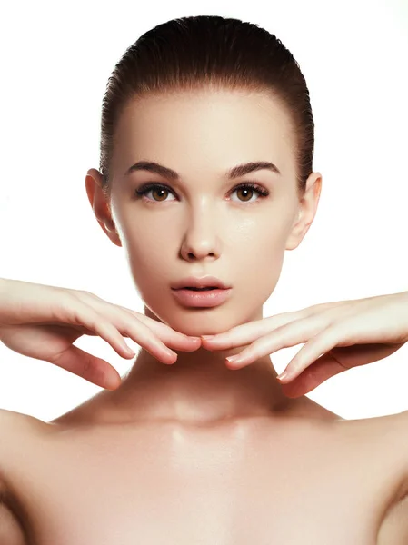 Vacker Flicka Med Vacker Makeup Ungdom Och Hud Vård Koncept — Stockfoto