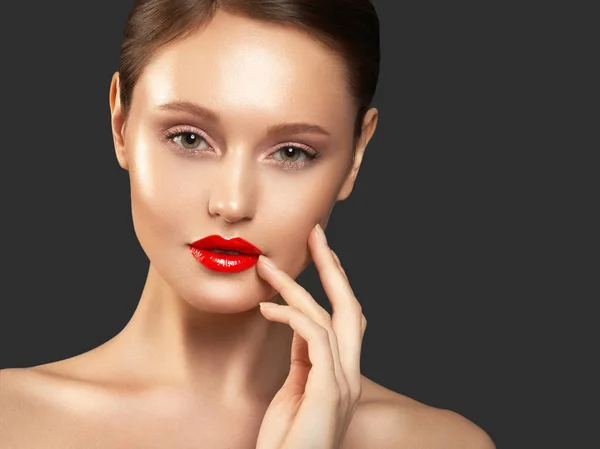 Makeup Kosmetika Skönhet Ung Kvinna Porträtt Vacker Modell Flicka Med — Stockfoto
