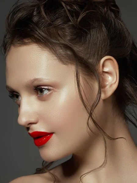 Beauty Concept Gorgeous Young Brunette Woman Face Portrait Beauty Model — Stock Photo, Image