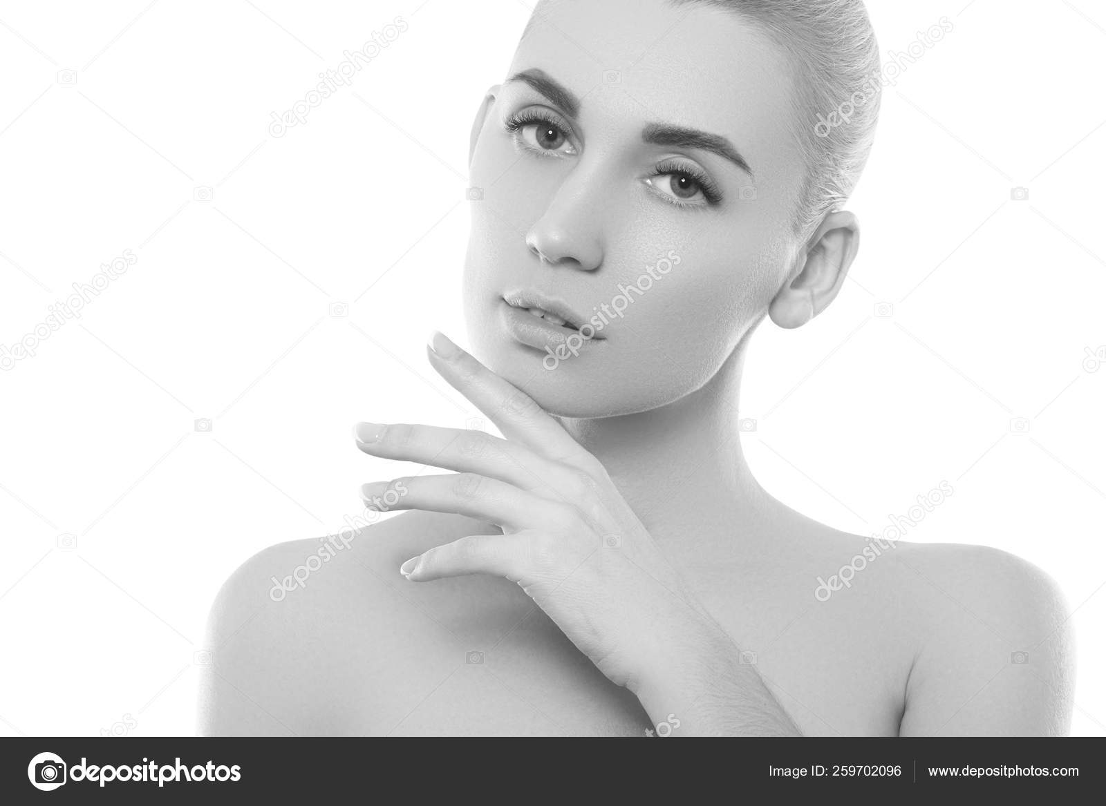 Black And White Beauty Woman Face Portrait Beautiful Spa Model