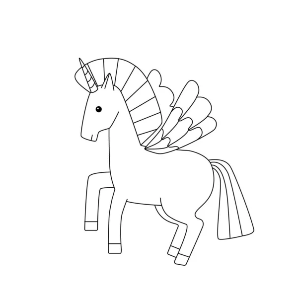 Peri masalı Pegasus, şirin tek boynuzlu at.. — Stok Vektör