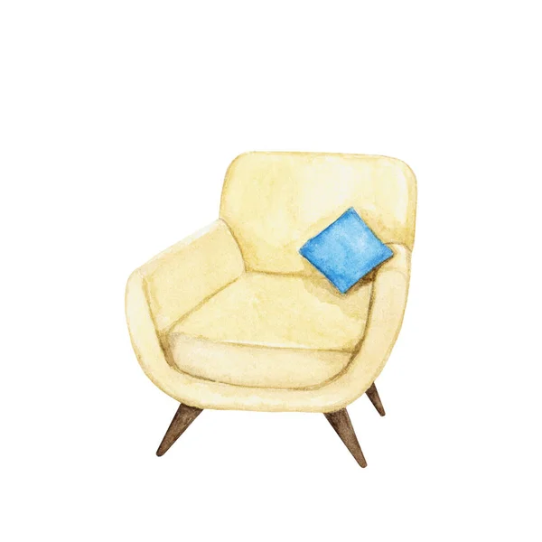 Illustration aquarelle avec une chaise jaune . — Photo