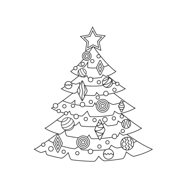 Christmas tree, outline, silhouette. — Stock Vector