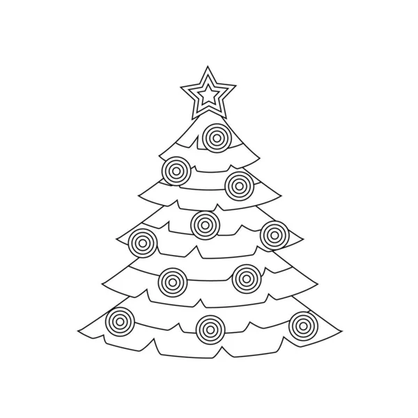 Outline of a Christmas tree with similar balls. — Stock Vector