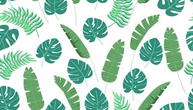 Parlak tropikal yapraklı kusursuz bir yaz şablonu