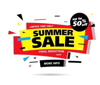 Parlak renklerle yaz indirimi afişi, vektör illüstrasyonu
