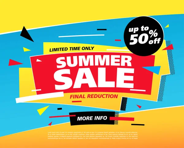 Parlak renklerle yaz indirimi afişi, vektör illüstrasyonu