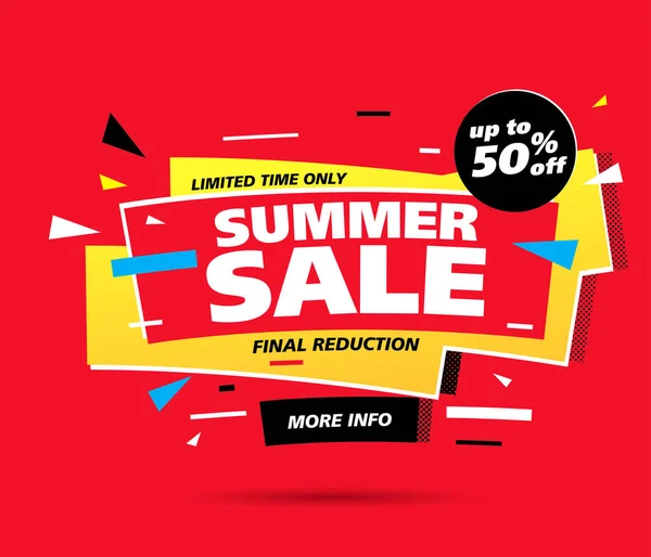 Parlak renklerle yaz indirimi afişi, vektör illüstrasyonu
