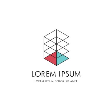 Renk elemanları ile mimari logo yaratıcı. Kavram ve tasarım. Vektör çizim
