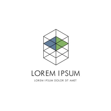 Renk elemanları ile mimari logo yaratıcı. Kavram ve tasarım. Vektör çizim