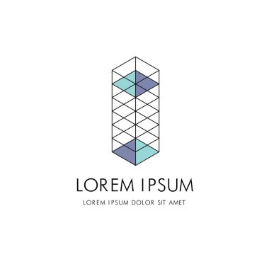 Geometrik figür mimari logolu. Kavram ve tasarım. Vektör çizim