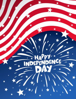 ABD Bağımsızlık günü poster havai fişek, vektör çizim ile