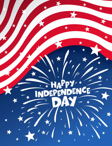usa independence day poster with firework, vector illustration