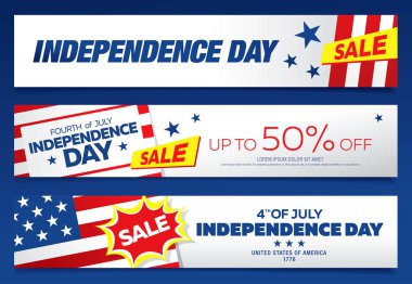 Bağımsızlık günü % 50 Satış afiş kümesi, vektör çizim