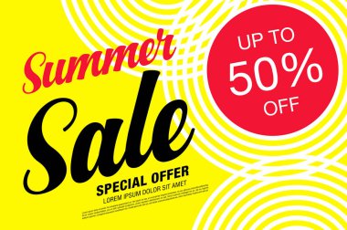 Renkli afiş şablon yaz satış, vektör çizim 