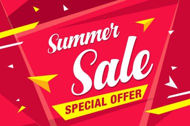 Renkli afiş şablon yaz satış, vektör çizim 