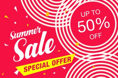 Renkli afiş şablon yaz satış, vektör çizim 