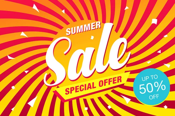 Renkli afiş şablon yaz satış, vektör çizim 