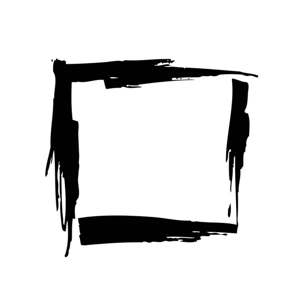 Quadrato Realizzato Pennellate Nere Sfondo Bianco — Vettoriale Stock