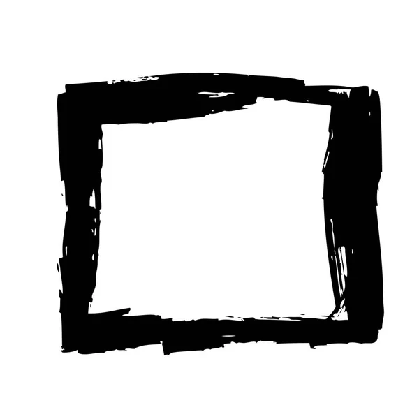 Quadrat Mit Schwarzen Pinselstrichen Auf Weißem Hintergrund — Stockvektor