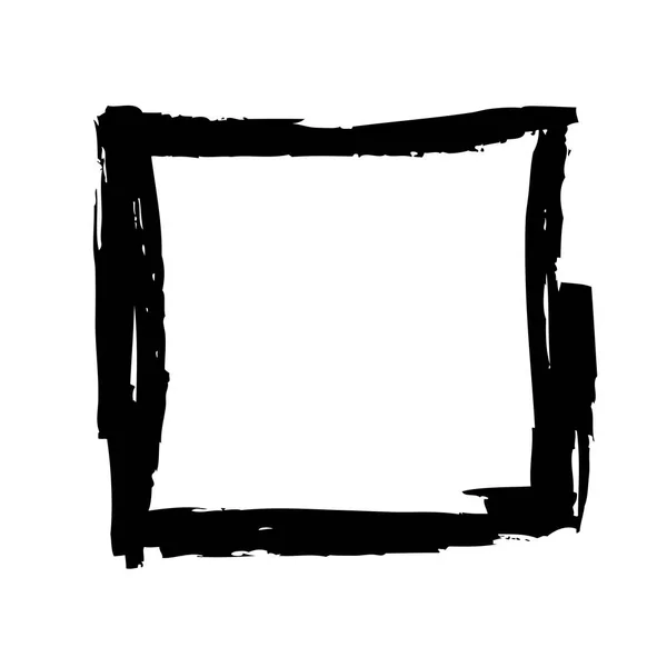 Quadrat Mit Schwarzen Pinselstrichen Auf Weißem Hintergrund — Stockvektor