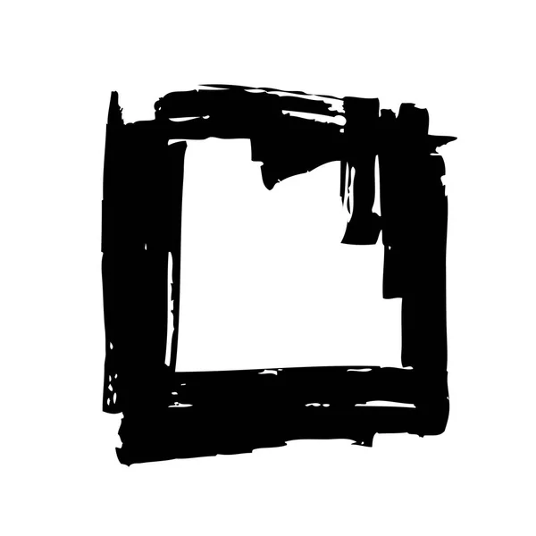 Quadrato Realizzato Pennellate Nere Sfondo Bianco — Vettoriale Stock