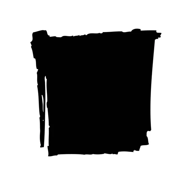Black Square Made Brushstrokes White Background — Stock Vector