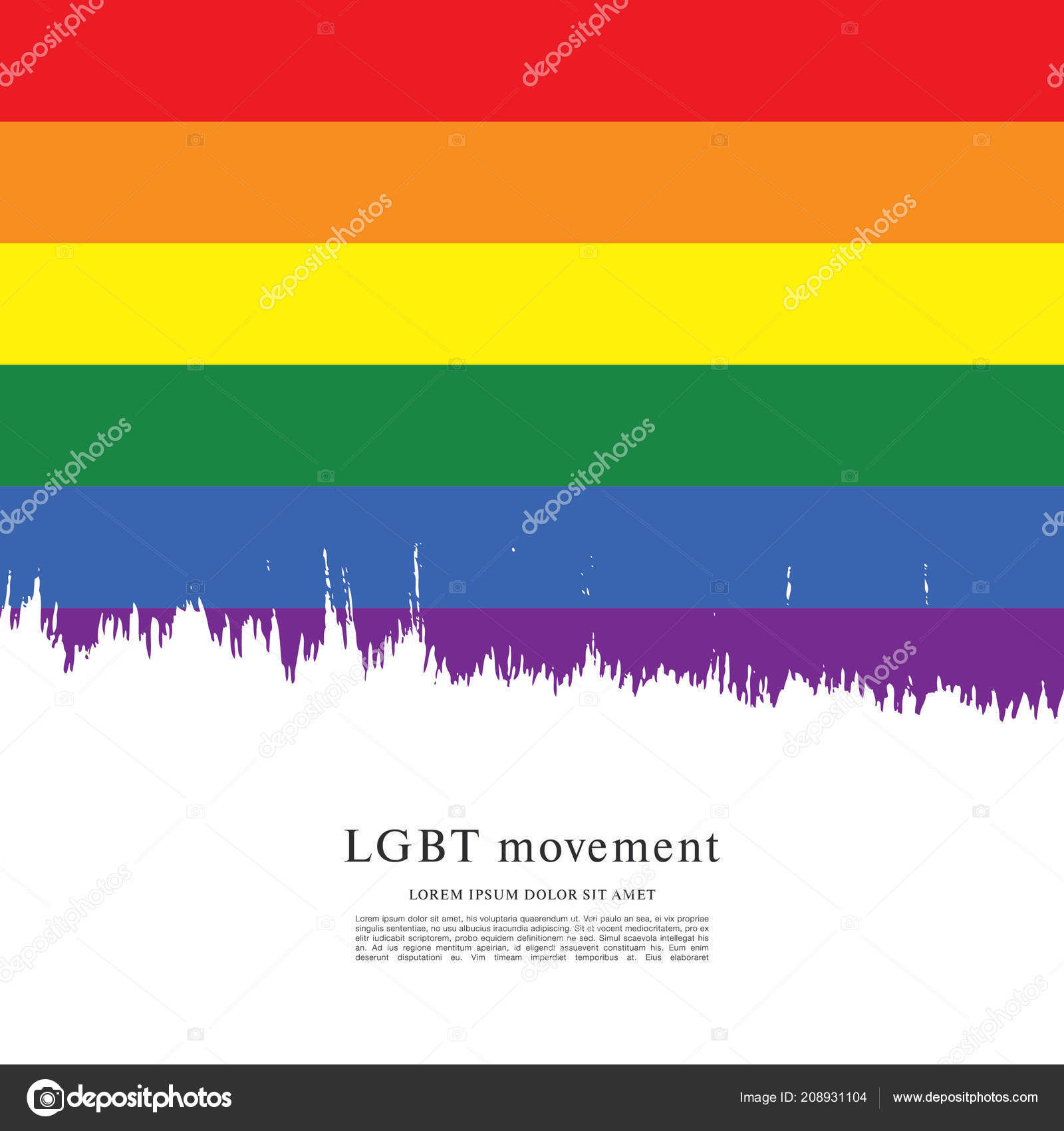 Rainbow Flag Lgbt Movement Vector Illustration Brush Stroke Background
