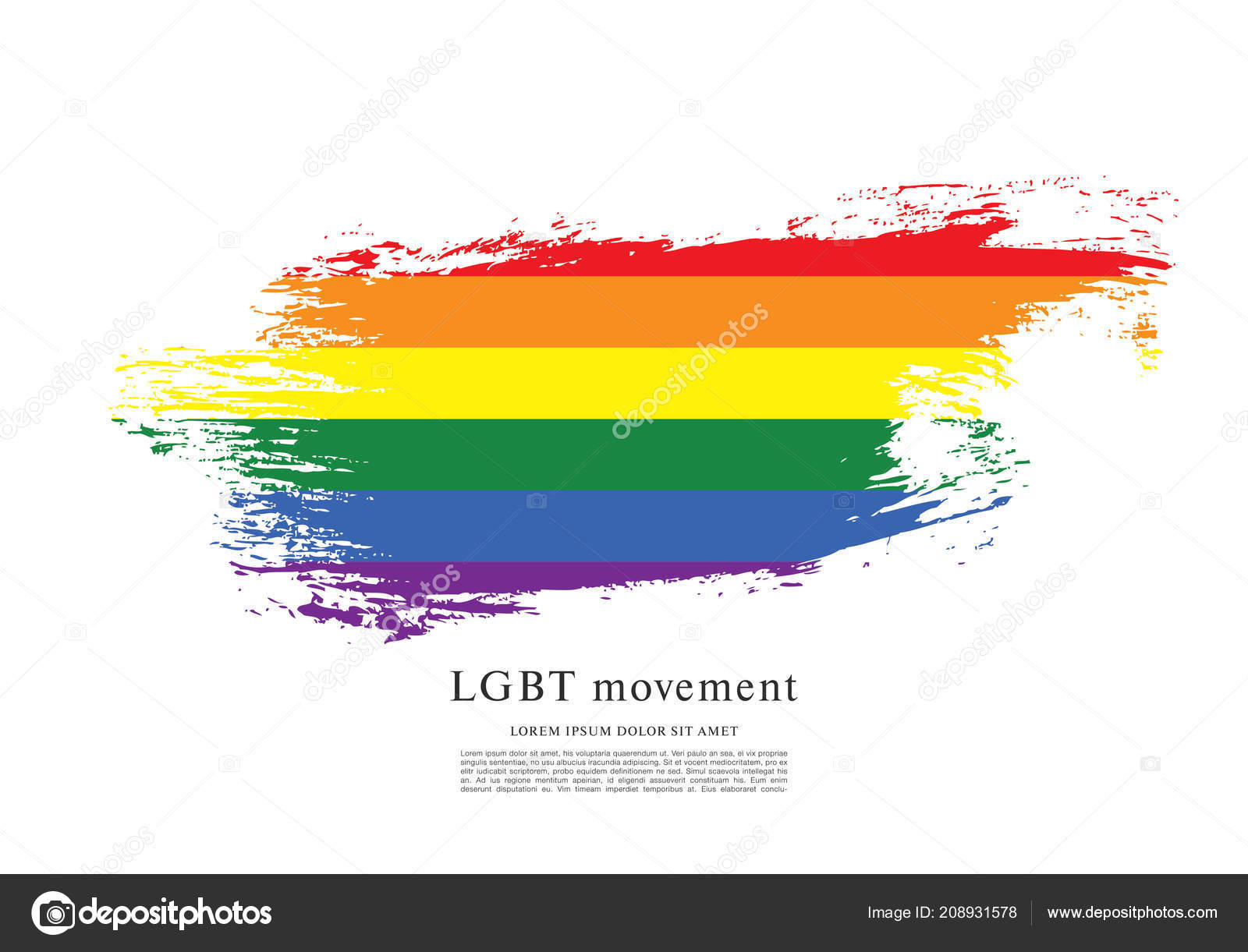 Rainbow Flag Lgbt Movement Vector Illustration Brush Stroke Background Stock Vector Image By