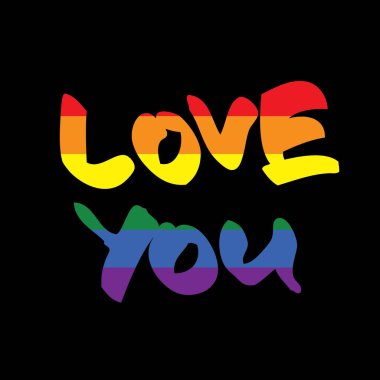 LGBTT hareketi, vektör çizim. metin seviyorum 