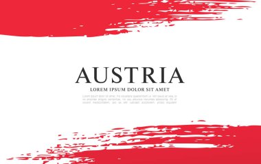Düzensiz fırça darbeleri yapılan beyaz ve kırmızı Avusturya bayrağı.